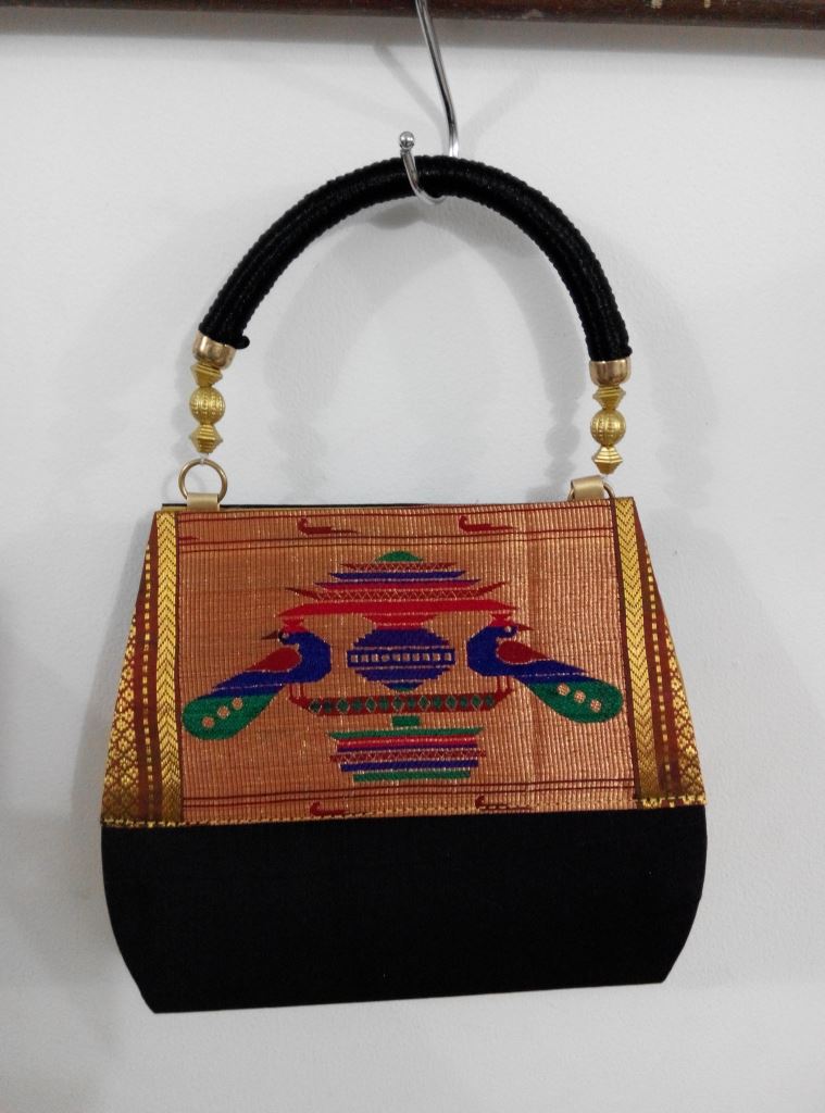 Pure Silk Paithani Hand Bag