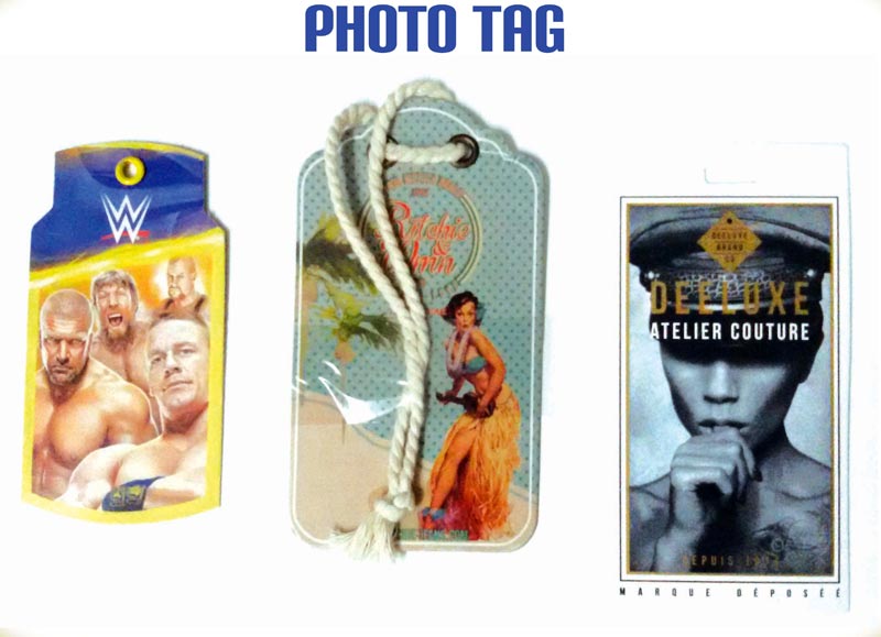 Printed Coated Art Paper photo tags, Size : 50mmx100mm