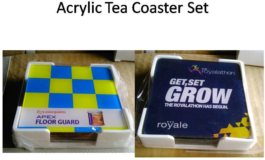Square Polished Acrylic tea coasters, for corporate, Size : 85mm x 85mm