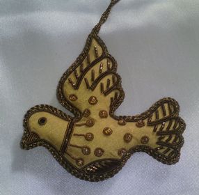 Beaded Christmas Ornament bird shaped