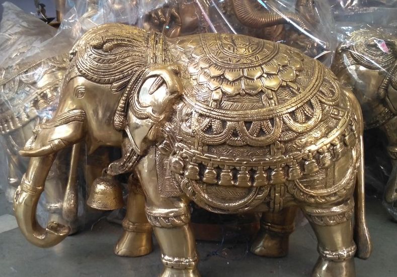 Brass Elephant Statue, Packaging Type : Carton Box