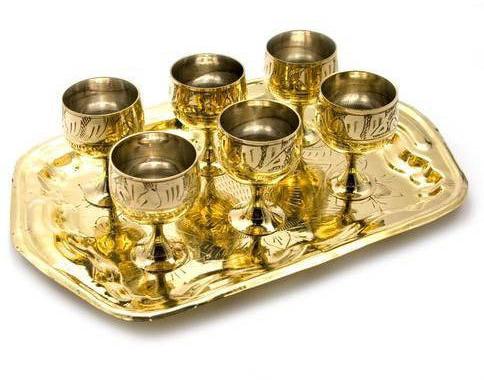 Polished Brass Goblet Set, for serving, Feature : Attractive Pattern, Fine Finished