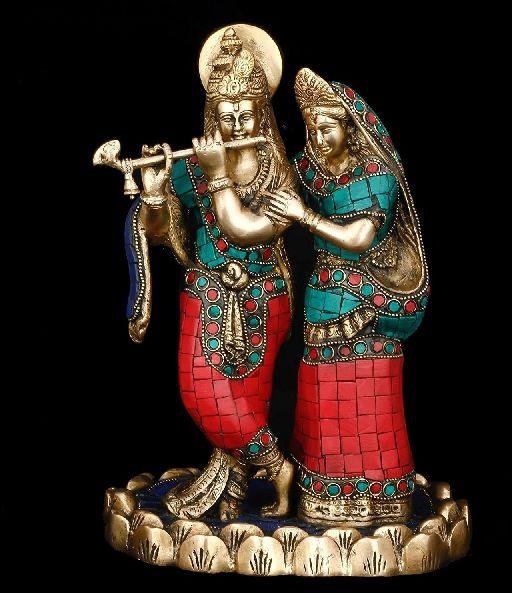 Brass Radha Krishna Statue, Packaging Type : Carton Box