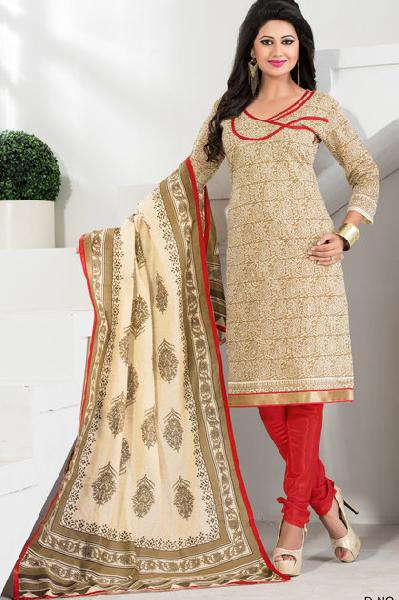 Printed Chanderi Churidar Suits, Size : L, M, XL, XXL