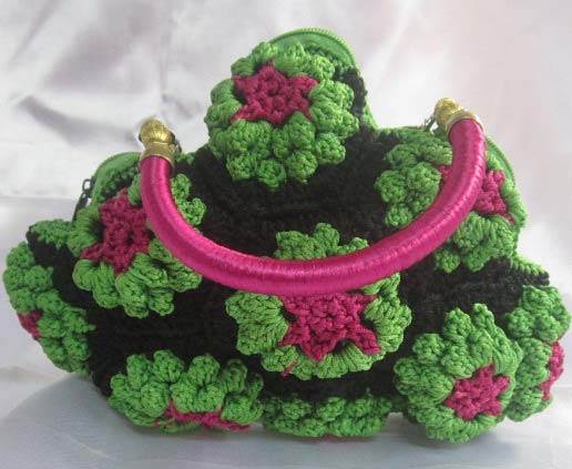 Kurushiya Green Flower Handbags