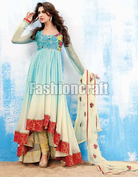 Fashioncraft Shaded Blue Heavy Embroidered Party Wear Salwar Kameez