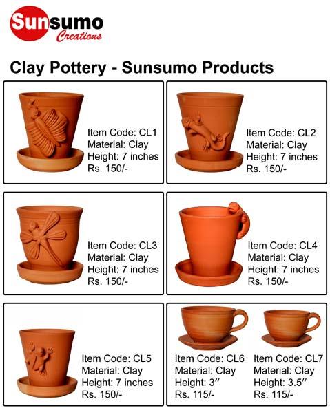 Sunsumo Creatives clay pot crafts, Style : Nature