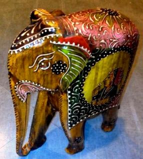 Wooden Embossed Painted Elephant