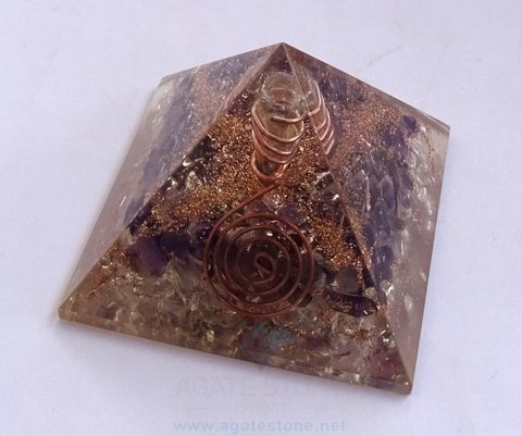 Amethyst-Crystal Orgone/Orgonite Pyramid With Crystal Point
