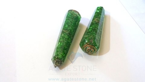 Green Orgone Energy Faceted Massage Wands