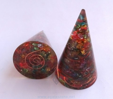 Orgone/ Orgonite Onyx Mix Chakra Cone