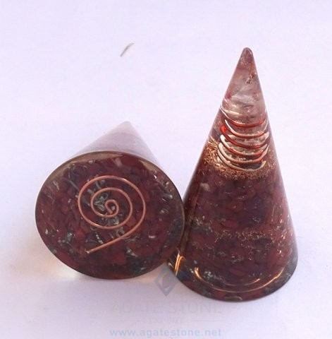 Orgone/ Orgonite Red Jasper Cone