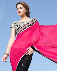 Elegant Black & Pink Designer Saree