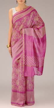 Exquisite Pink Ivory Printed Saree