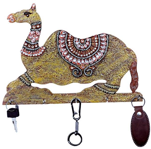 Handmade Paper Mashe Wooden Camel  Key Holders