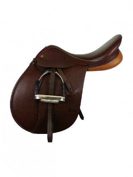 All purpose English performer saddle, Color : Brown tan panel