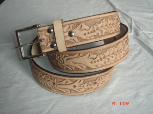 Hand carved leather belts