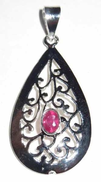 G.F. Ruby Silver Pendant, Color : red