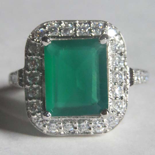 Silver Ring, Color : green