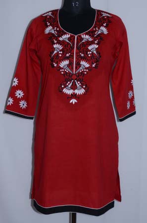 Indian Red Embroidery Kurtis