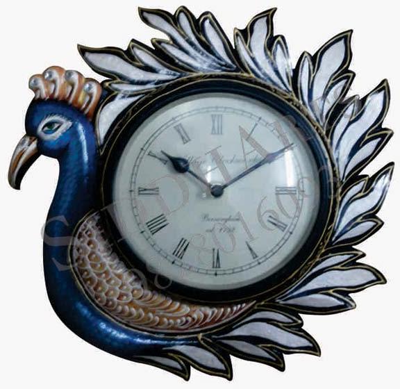 Peacock Wooden Wall Clock