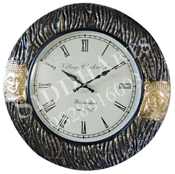 Round Budddha Brss Fitted Wall Clock