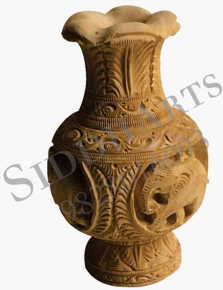 Wooden Carved Flower Vase