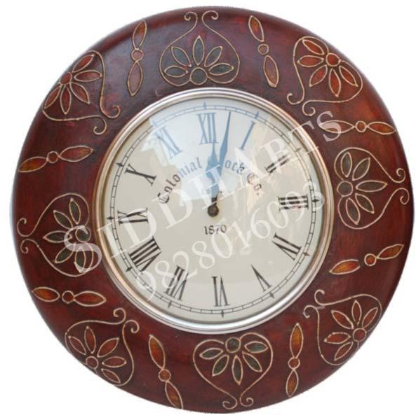 wooden hand painted embose clocks