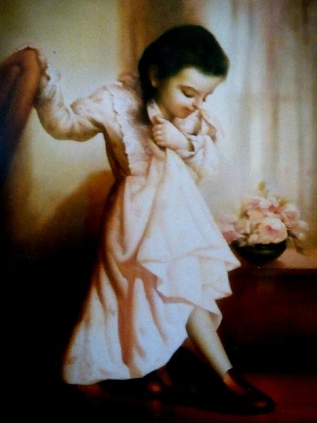 Beautiful little girl oil painting