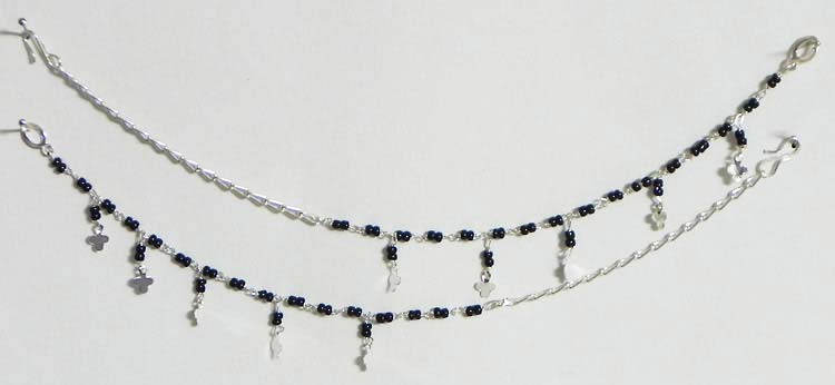 silver anklets with beads