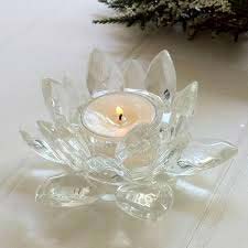 GGP exports Lotus Glass Candle Holders, Color : Colorless