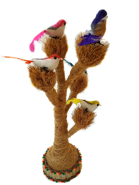 Handicraft coconut tree with birds