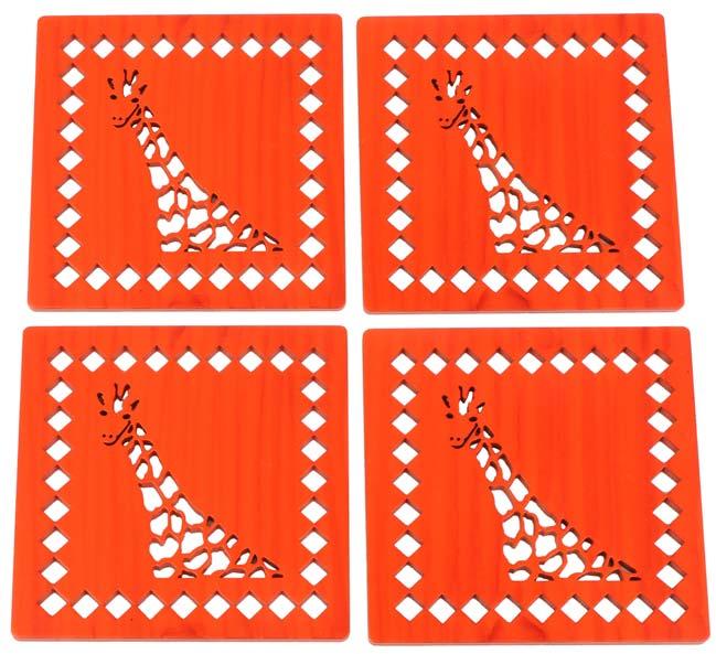 African Orange Giraffe Coasters