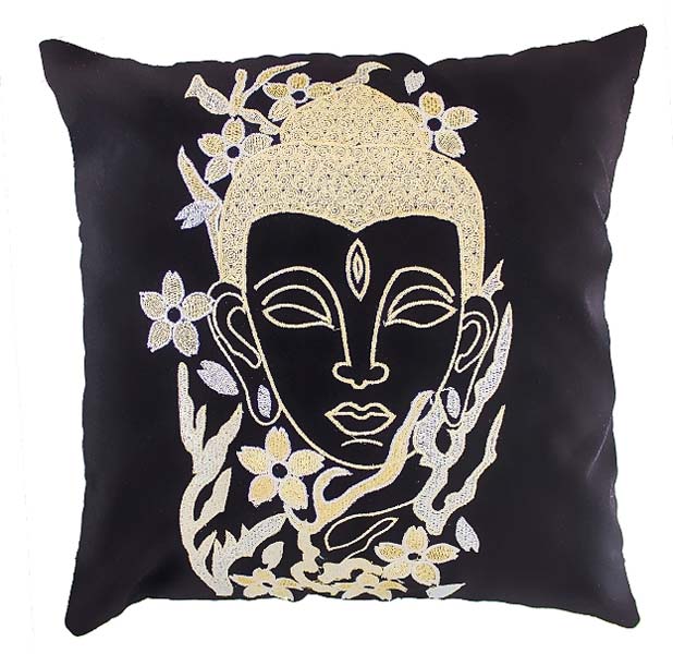 Zari Embroidered Buddha Cushion Cover