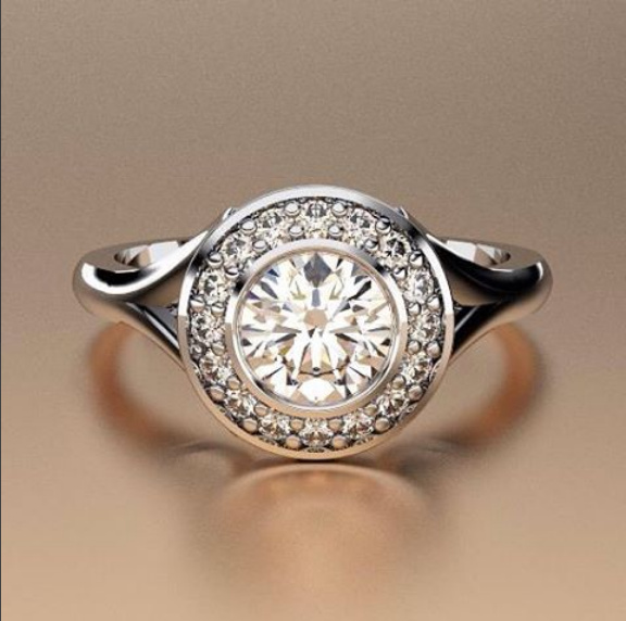 2.00ct Off White Moissanite Bezel Setting Engagement Ring