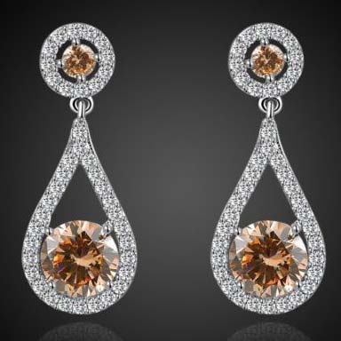 Yellow Color Moissanite Diamond Earrings