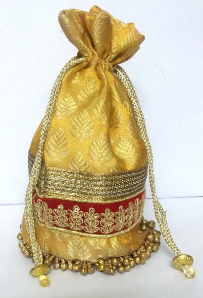 MRH Handicraft Cotton Silk Indian Traditional Drawthread Bags, Style : Potli Purse