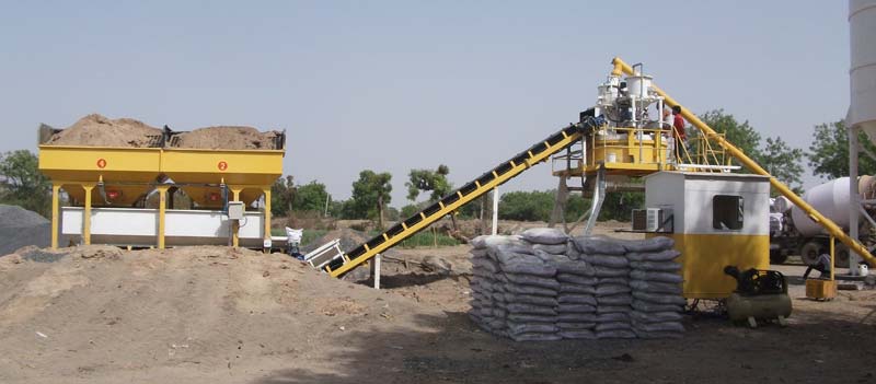 Cross Bin Hopper Concrete Batching Plant With Pan Mixer (GEPL CBH - 20)