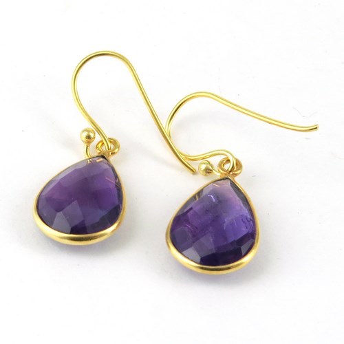 Pear Sterling Silver Earrings Amethyst, Color : Purple