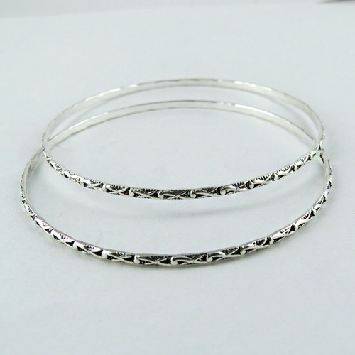 Sterling Silver Bangles (Antique Design Embossing Oxidized Silver 925)