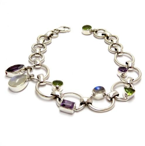 Sterling Silver Necklaces (Amethyst Rainbow Moonstone Peridot)