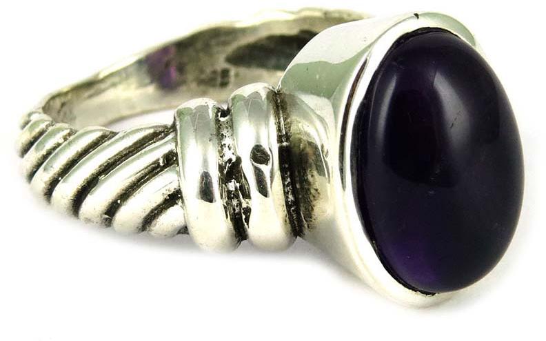 Amethyst Sterling Silver Ring, Size : 8.0 US