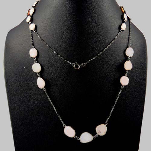 Silver Pink Opal Necklace, Gender : Female, Unisex, Necklaces Type ...