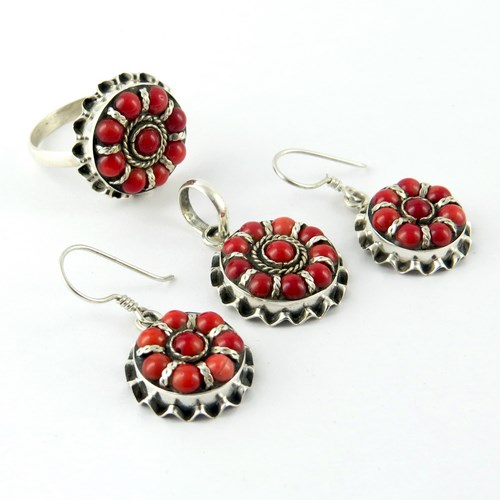 Sterling Silver Earrings (Stunning Coral Embossing Engraving Oxidized 925)