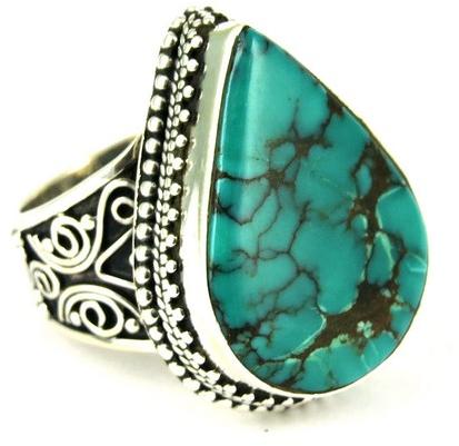 Turquoise Sterling Silver Rings, Size : 6.0 US