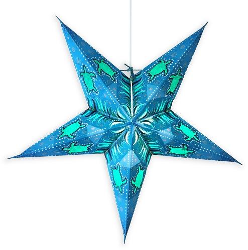 Turquoise Electric Printed Star Paper Lanterns, for Lighting, Decoration, Packaging Type : Carton