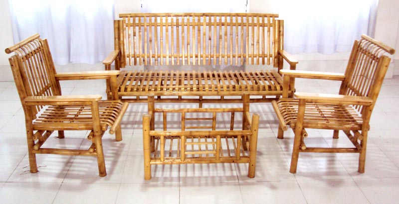 Bamboo wood store sofa set