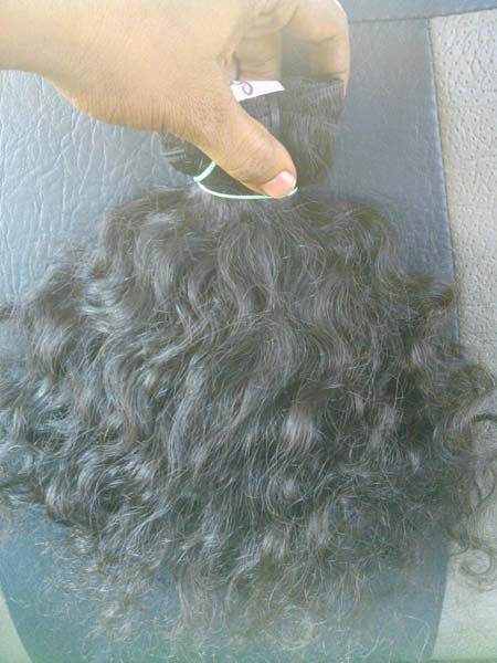 Human hiar Indian Natural Curly, Length : 8