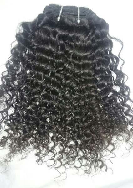 Machine Weft Kinky Curly Human Hair, Color : Black/ Brown