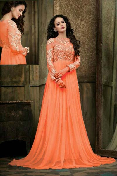 D1100 Georgette Embroidered Anarkali Type Suit